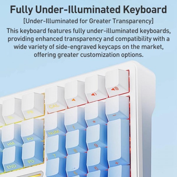 AULA F108 108 Keys Wired/2.4G/Bluetooth Three Model Customizable RGB Gaming Mechanical Keyboard(Gray + White + Blue Caramel Latte Axis)