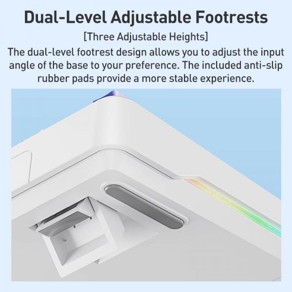 AULA F108 108 Keys Wired/2.4G/Bluetooth Three Model Customizable RGB Gaming Mechanical Keyboard(Gray + White + Blue Caramel Latte Axis)