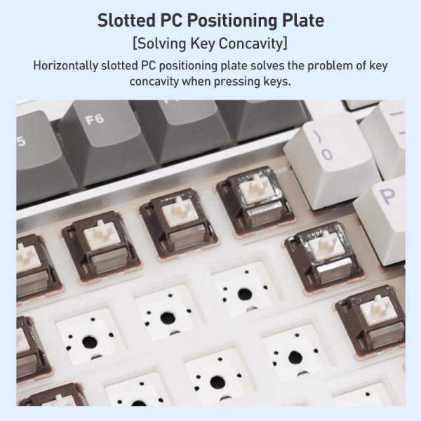 AULA F108 108 Keys Wired/2.4G/Bluetooth Three Model Customizable RGB Gaming Mechanical Keyboard(Gray + White + Blue Caramel Latte Axis)