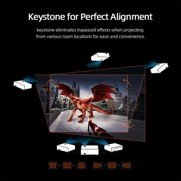 AUN AKEY9S 1080P 1000ANSI Autofocus WIFI Display Smart Projector, US Plug(Black)