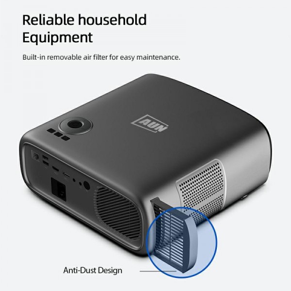 AUN AKEY9S 1080P 1000ANSI Autofocus WIFI Display Smart Projector, US Plug(Black)