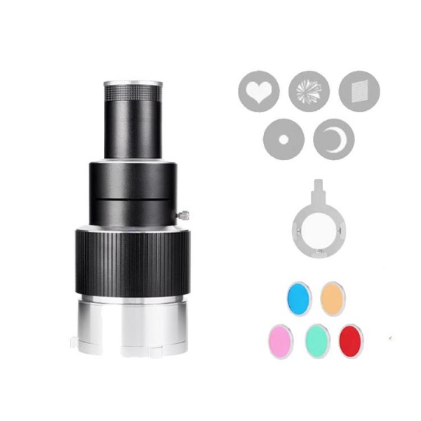 Adjustable Focus DIY Optical Snoot for Bowens Mount Flash Conical Lens Photography Light Modifier 5 Templates Kit