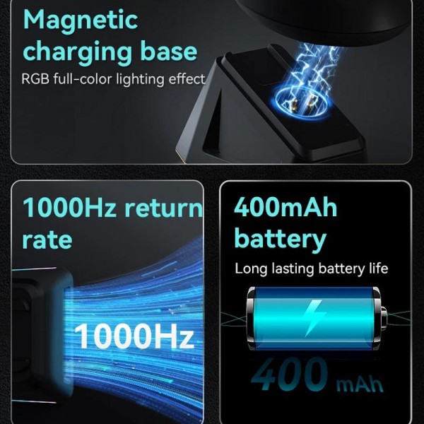 Ajazz AJ159P MC Tri-Mode Magnetic Wireless Mouse Ergonomic Lightweight Silent Gaming Mice(White)