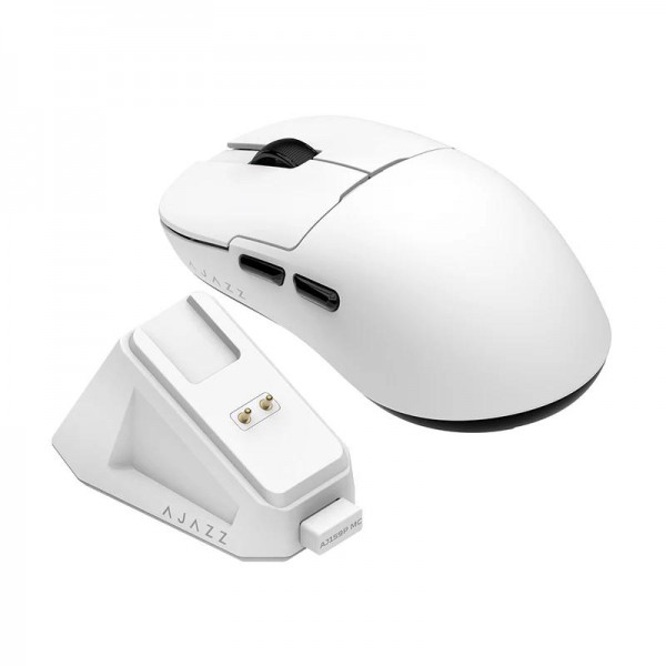 Ajazz AJ159P MC Tri-Mode Magnetic Wireless Mouse Ergonomic Lightweight Silent Gaming Mice(White)