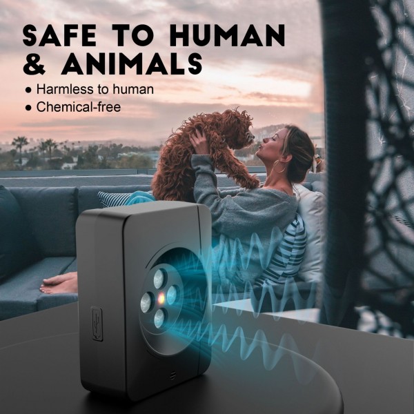 Anti Barking Device for Dogs With 4 Enhanced Ultrasonic Transmitter 3 Adjustable Levels(Black)