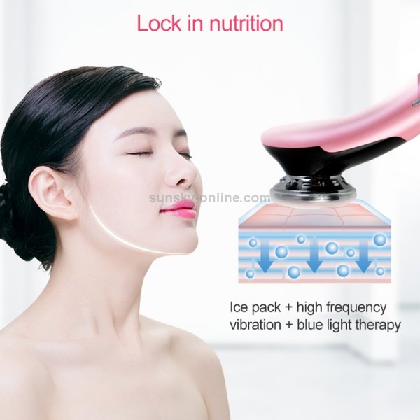 BLK-D818 Facial Beauty Instrument Hot and Cold Color Skin Rejuvenation Instrument EMS Micro Current Beauty Introduction Instrument(Pink)