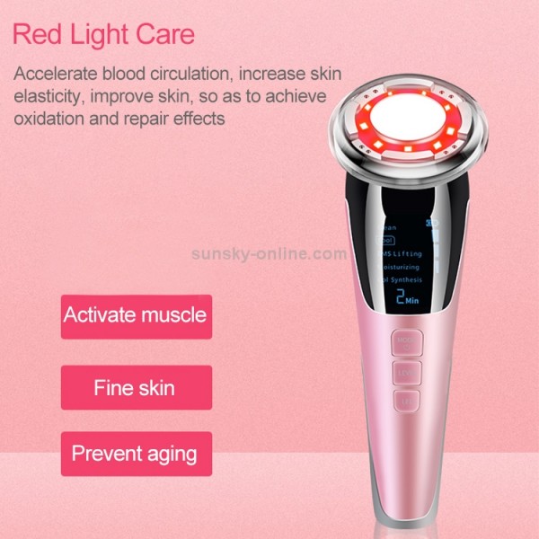 BLK-D818 Facial Beauty Instrument Hot and Cold Color Skin Rejuvenation Instrument EMS Micro Current Beauty Introduction Instrument(Pink)
