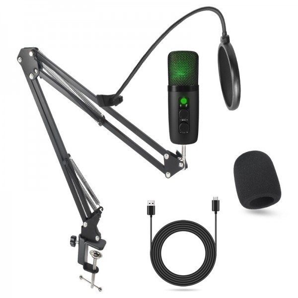 BM-501 192KHz USB Condenser Microphone Set With RGB Lighting Effect, Style: Cantilever Suit