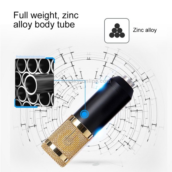 BM-800 Network K-Song Dedicated High-end Metal Shock Mount Microphone Set(Black)