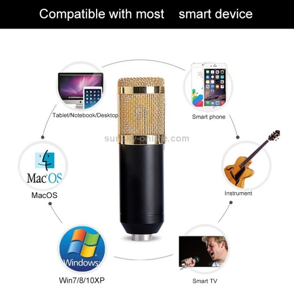 BM-800 Network K-Song Dedicated High-end Metal Shock Mount Microphone Set(Black)