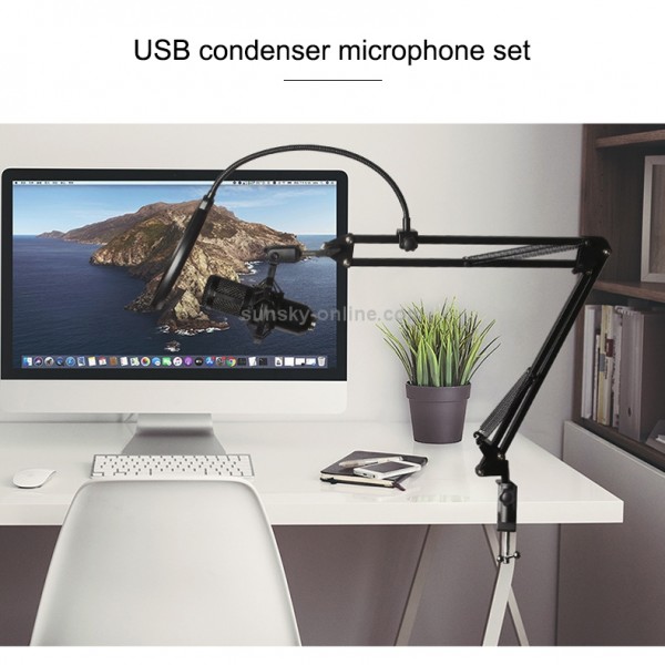 BM-828 Back-pole Diaphragm USB Condenser Microphone Cantilever Bracket Set (Silver)