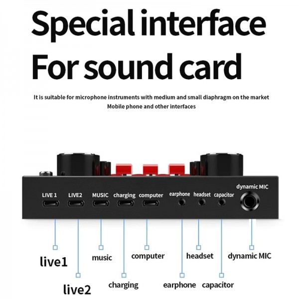 BM800+V8S Sound Card Set  Audio Condenser Mic Studio Singing Microphone