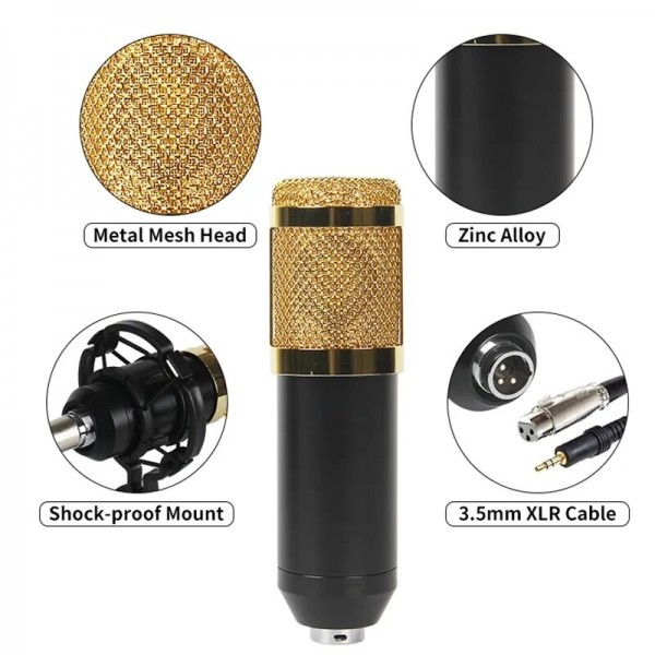 BM800+V8S Sound Card Set  Audio Condenser Mic Studio Singing Microphone