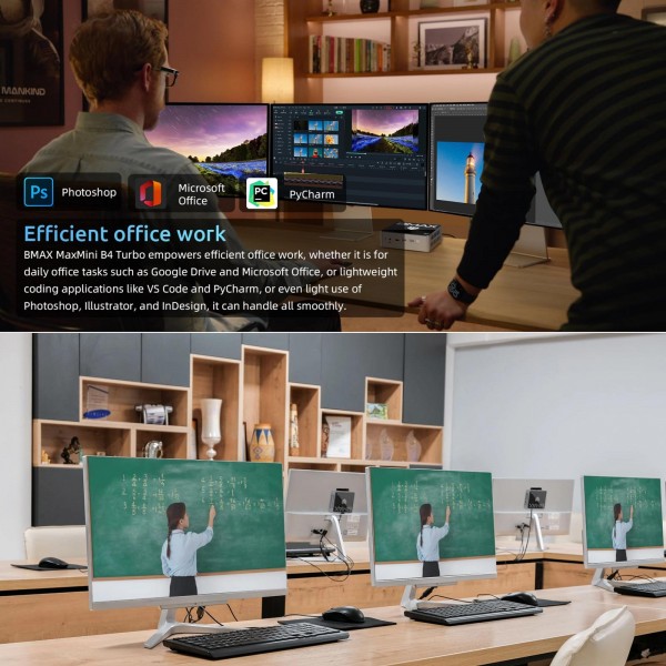 BMAX B4 Turbo Windows 11 Mini PC, 16GB+1TB, Intel Processor N150, Support 3 Monitors Output(US Plug)