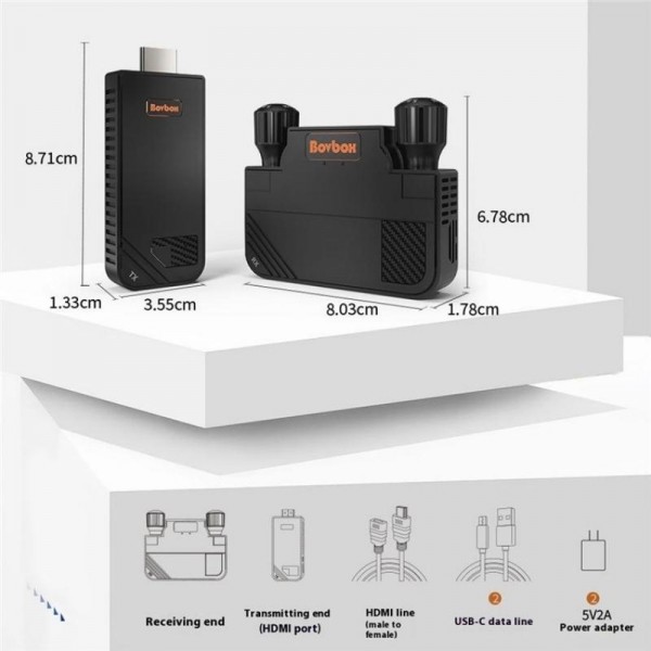 BOVBOX 091-HD Conference Use 100M Wireless WiFi HDMI Extender Video Transmitter Receiver, Plug:US Plug