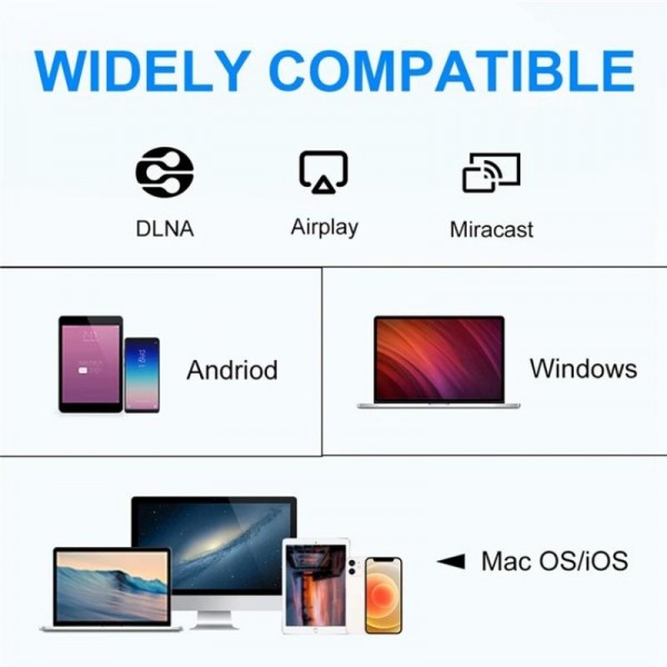 BOVBOX 091-TC For Phone Projector USB C Wireless Transmitter And Receiver Video Extender, Plug:US Plug