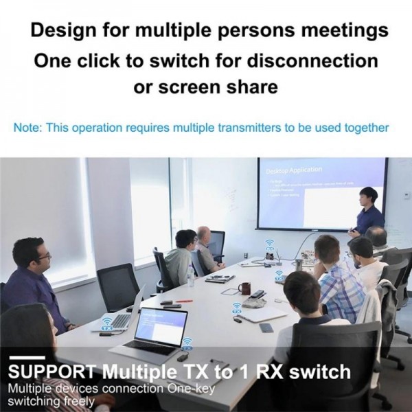 BOVBOX 091-TC For Phone Projector USB C Wireless Transmitter And Receiver Video Extender, Plug:US Plug