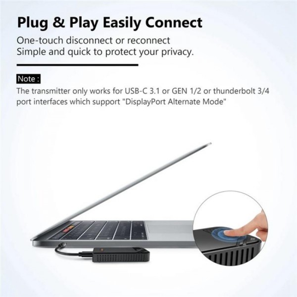 BOVBOX 091-TC For Phone Projector USB C Wireless Transmitter And Receiver Video Extender, Plug:US Plug