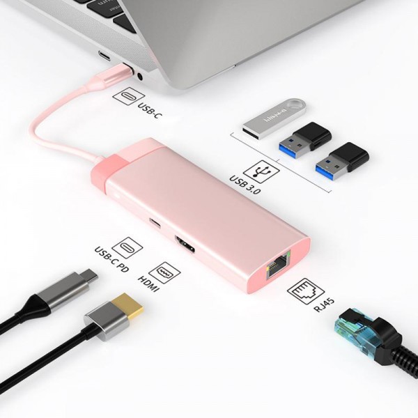 BS6A Metal Type-C Docking Station USB HUB Computer Multi Functional Expansion Dock