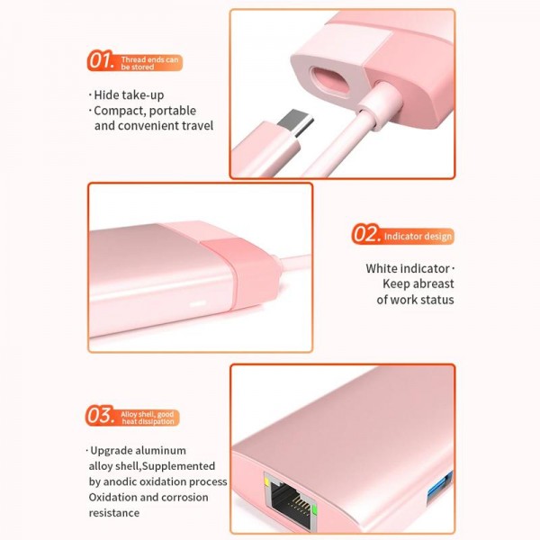 BS6A Metal Type-C Docking Station USB HUB Computer Multi Functional Expansion Dock