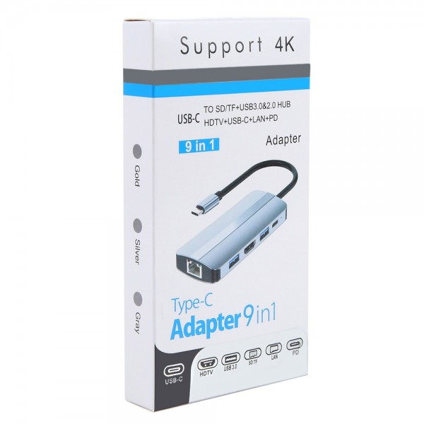 BYL-2206 9 in 1 USB-C / Type-C to USB Multifunctional Docking Station HUB Adapter