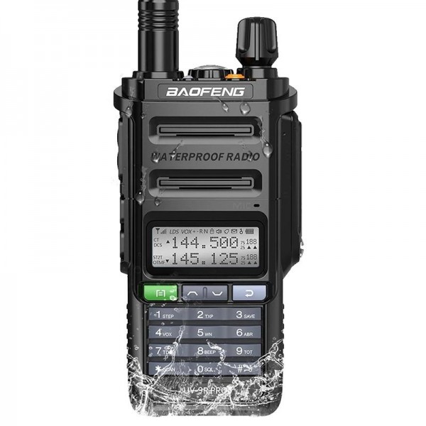 Baofeng UV-9R PRO Dot Matrix LCD Screen IP57 Waterproof Handheld Analog Walkie Talkie, Plug:EU Plug(Black)