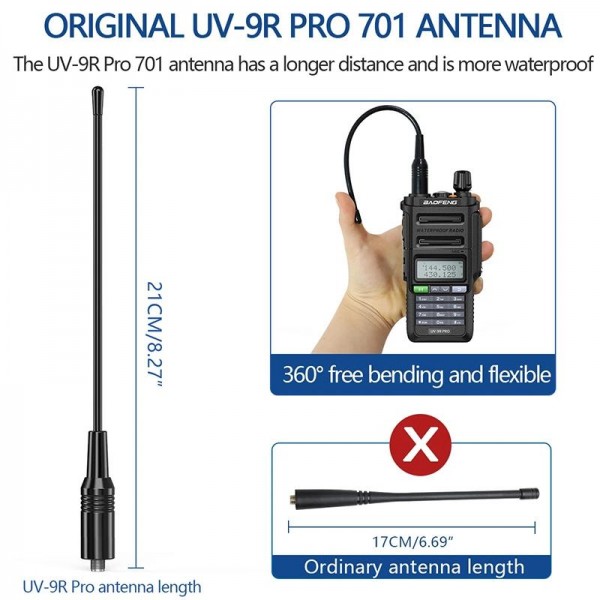 Baofeng UV-9R PRO Dot Matrix LCD Screen IP57 Waterproof Handheld Analog Walkie Talkie, Plug:EU Plug(Black)