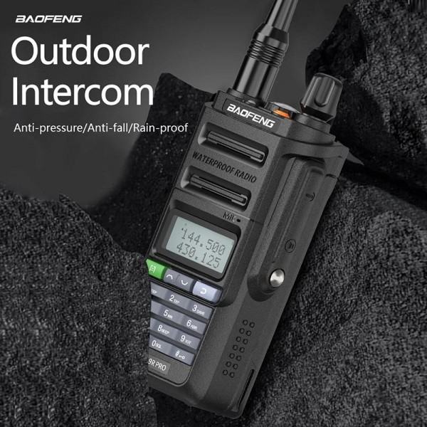 Baofeng UV-9R PRO Dot Matrix LCD Screen IP57 Waterproof Handheld Analog Walkie Talkie, Plug:EU Plug(Black)