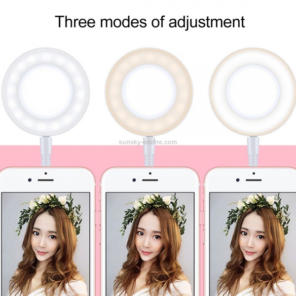 Base Three Heads Universal Cell Phone Holder Bracket Selfie Ring Light with 3-Color Light Adjustment