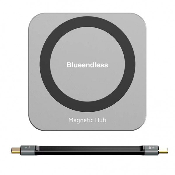 Blueendless 8-In-1 Magnetic HUB With M.2 NVMe/SATA SSD Enclosure (HDMI+PD100W+USB-C/Type-C 3.2+USB-A 3.2+SD+TF+AUX)