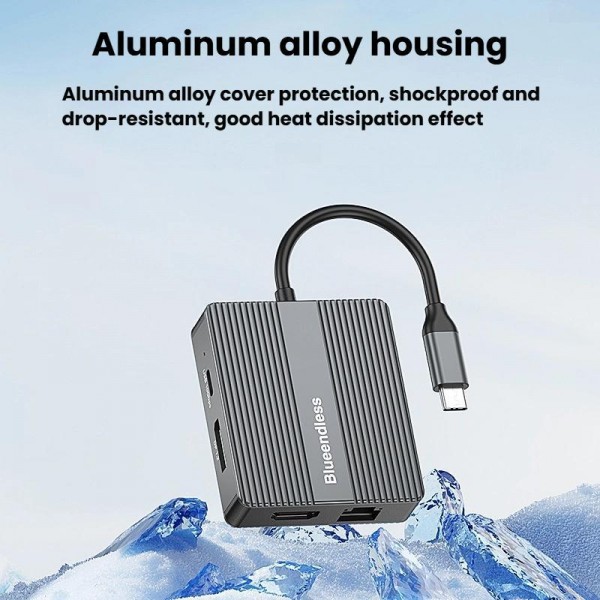 Blueendless HP706 7 In 1 Docking Station Gigabit Ethernet Port High-Speed Transfer HUB