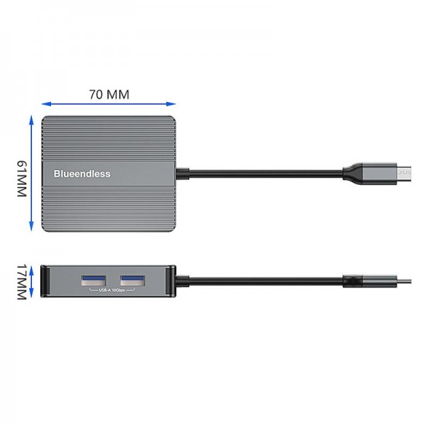 Blueendless HP706 7 In 1 Docking Station Gigabit Ethernet Port High-Speed Transfer HUB