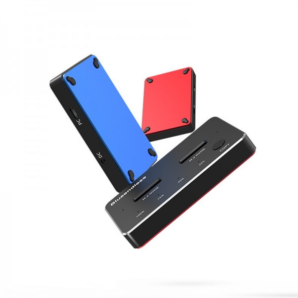 Blueendless M.2 Double Disk Mobile Hard Disk Base SATA / NVME Solid State Hard Disk Box, Colour: M.2 NVME (Black + Red)
