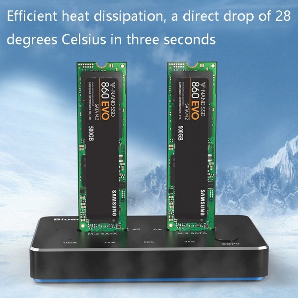 Blueendless M.2 Double Disk Mobile Hard Disk Base SATA / NVME Solid State Hard Disk Box, Colour: M.2 NVME (Black + Red)