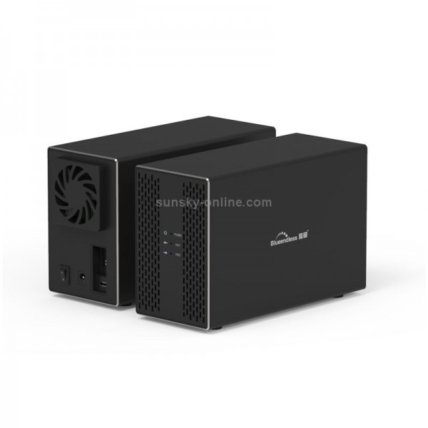 Blueendless Type-C / USB-C Interface 3.5 inch 2 Bay RAID Combination Array HDD External Enclosure (UK Plug)