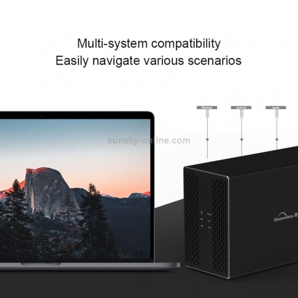 Blueendless Type-C / USB-C Interface 3.5 inch 2 Bay RAID Combination Array HDD External Enclosure (UK Plug)