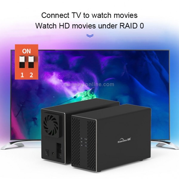 Blueendless Type-C / USB-C Interface 3.5 inch 2 Bay RAID Combination Array HDD External Enclosure (UK Plug)