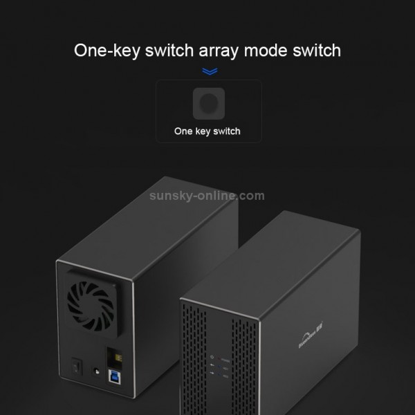 Blueendless Type-C / USB-C Interface 3.5 inch 2 Bay RAID Combination Array HDD External Enclosure (UK Plug)