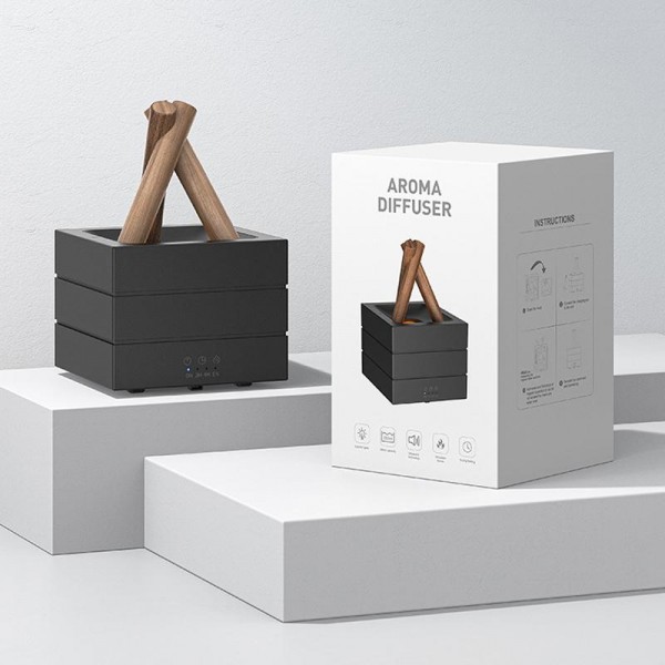 Bonfire Aromatherapy Diffuser USB Desktop Colorful Gradient Air Humidifier(Black)