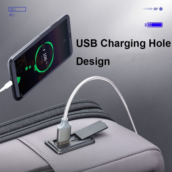 Bopai 61-121518 Multi-compartment Waterproof Expandable Backpack with USB Charging Hole(Black)