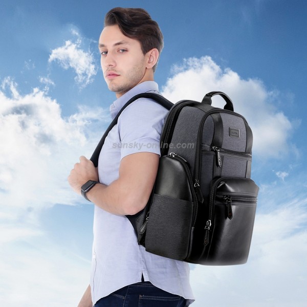 Bopai 851-014318 Fashion Outdoor Breathable Waterproof Anti-theft Three-layer Large Capacity Double Shoulder Bag,with USB Charging Port, Size: 31x17x44cm(Grey)