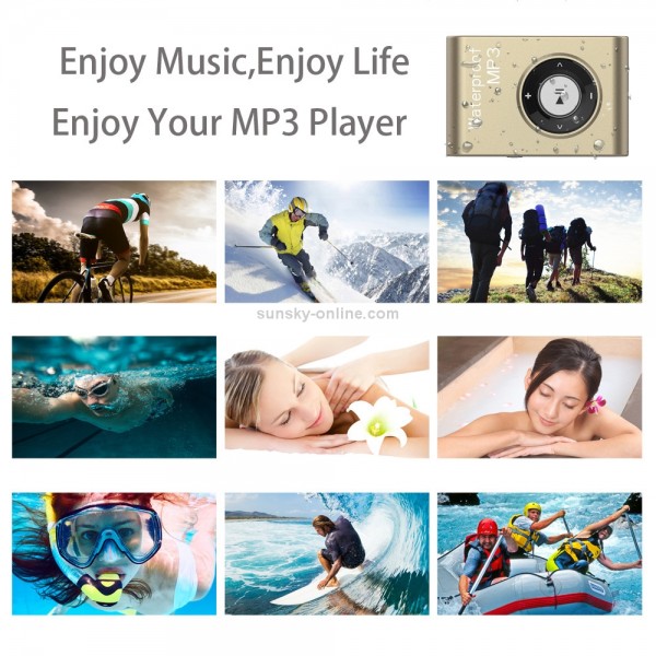 C26 IPX8 Waterproof Swimming Diving Sports MP3 Music Player with Clip & Earphone, Support FM, Memory:8GB(White)