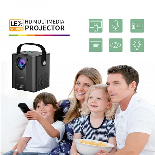 C500 Portable Mini LED Home HD Projector, Style:Basic Version(Black)