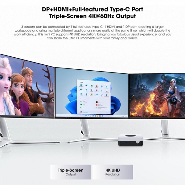 CHIWI LarkBox X Mini PC, Windows 10, AMD Ryzen 7 N150 Quad Core up to 4.0 GHz, 16GB+512GB, Support WiFi 6, Bluetooth 5.2