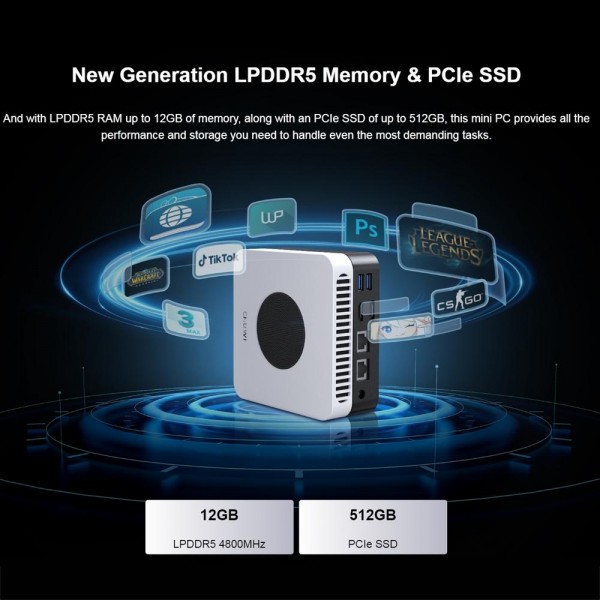 CHIWI LarkBox X Mini PC, Windows 10, AMD Ryzen 7 N150 Quad Core up to 4.0 GHz, 16GB+512GB, Support WiFi 6, Bluetooth 5.2