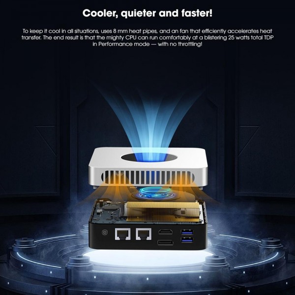 CHIWI LarkBox X Mini PC, Windows 10, AMD Ryzen 7 N150 Quad Core up to 4.0 GHz, 16GB+512GB, Support WiFi 6, Bluetooth 5.2