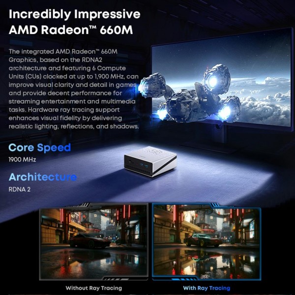 CHUWI UBox Windows 11 Mini PC, 16GB+512GB, AMD Ryzen 5 6600H Processor(AU Plug)