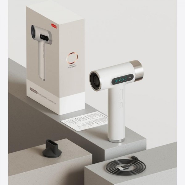 Cordless High-Speed Hair Dryer 100,000 RPM Motor, USB-C Fast Charging & 15600mAh Built-In Battery(White)