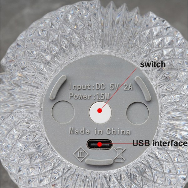 Crystal Ball Small Table Lamp USB Acrylic Night Light, Specification: MT2 80 x 80mm