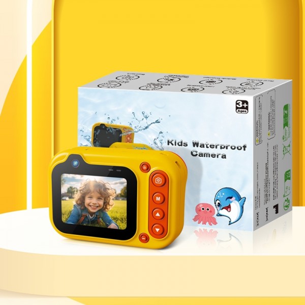 D60 3m Waterproof 2K HD 10X 2.4-inch Outdoor Photo Video Recording Children Mini Camera(Yellow)